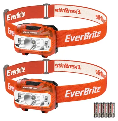 Productafbeelding van EverBrite LED-hoofdlamp, 2 stuks, oranje, met rood licht en groen licht