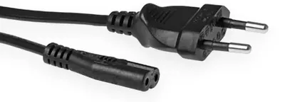 Image de Câble secteur ACT prise euro - prise C7 noir 0,2 m, 0,25 m, CEE7/16, IEC C7, 250 V, 2.5 A