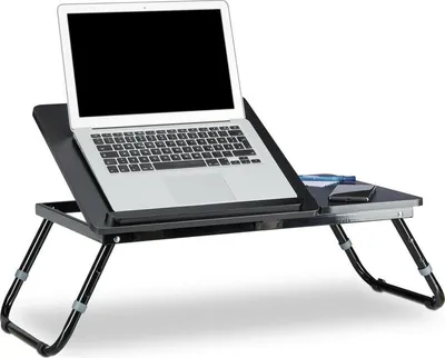 Produktbild von Schwarzer, klappbarer Laptoptisch/Betttisch, H x B x T: 40 x 75 x 35 cm, höhenverstellbar, faltbar, schwarz