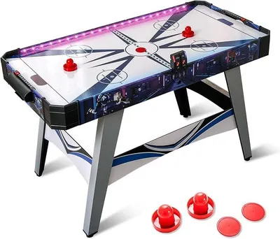 Productafbeelding van Silecomplaza luchthockeytafel, 137 cm, met LED-scorebord en verlichting. Luchthockeytafel met 2 pucks en 2 schijven, geschikt voor kinderen. Ideaal voor speelkamer, kantoor en thuis