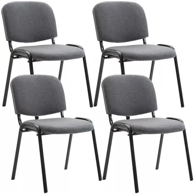 Produktbild von In And OutdoorMatch Besucherstühle Jaylon - Grau - 4er-Set - Kunstleder - Metall mattschwarz - 53 x 53 x 83 cm - stapelbar - Sitz gepolstert