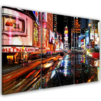 Produktbild von Triptychon auf leinwand städte & architektur - farbe 120x80 cm Feeby farbe wandbild bereit zum aufhängen