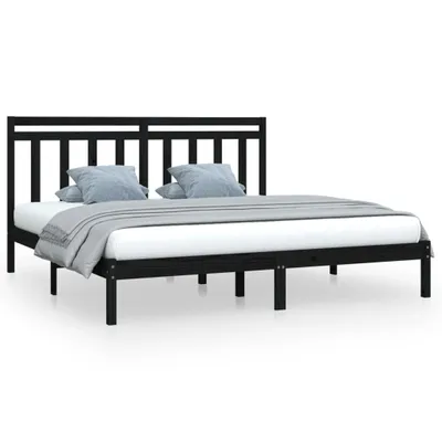 Produktbild von vidaXL Massivholzbett Schwarz 200x200 cm