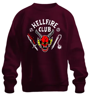 Produktbild von HELLFIRE CLUB Dämon Schädel Hörner D20 Flammenschwert Sweatshirt Pullover, Burgundy, M