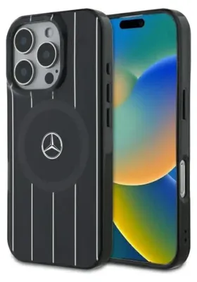 Zdjęcie produktu dla Etui Mercedes MB Double Layer Crossed Lines do iPhone 16 Pro czarny