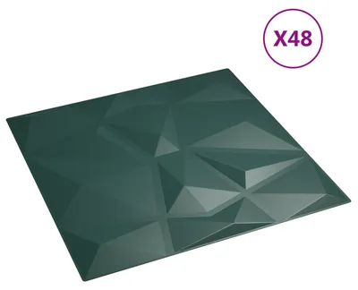Image de Panneaux muraux vidaXL, 48 pièces, vert, 50 x 50 cm, mousse XPS