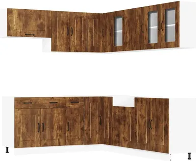 Produktbild von 11-tlg. Küchenschrank-Set Kalmar Räuchereiche Holzwerkstoff