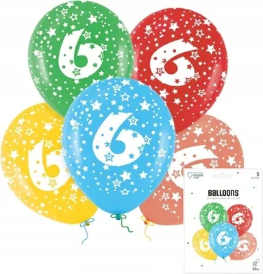 Produktbild von Ein Set Bunter Luftballons Mit Der Nummer 6 Für Eine Geburtstagsparty