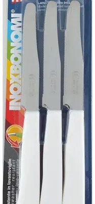 Immagine prodotto di Inoxbonomi Set 6 Coltelli Da Tavola Lama Seghettata In Acciaio Inossidabile 11 Cm Manico Bianco In Polipropilene Lavastoviglie