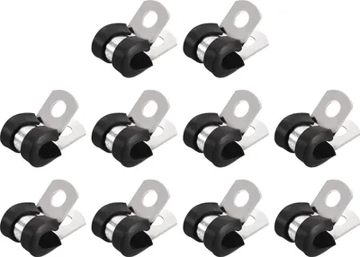 Produktbild von 20 Stück 1/4" (6mm) Kabelschelle aus 304 Edelstahl, gummiert, isolierte R-förmige Metallschelle für Rohrleitungen und Kabel.