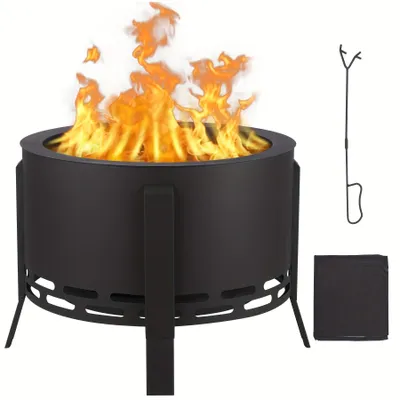 Immagine prodotto di Braciere - Cesto per il fuoco - Stufa da giardino - Camino da interno - Riscaldatore per terrazza - Senza fumo - 66 cm, Acciaio al carbonio