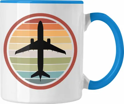 Produktbild von Trendation - Pilot Geschenk Tasse Piloten Flugzeug Geschenke Motive Flughafen Grafik (Blau)