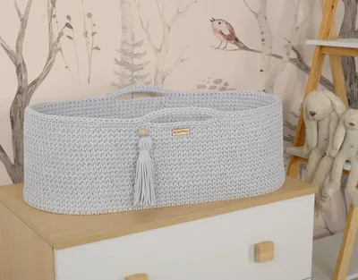 Immagine prodotto di Cestino di cotone in stile boho fatto a mano con materassino - Grigio chiaro