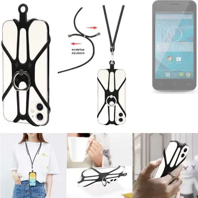 Produktbild von K-S-Trade 3in1 Handykette Handyband Handykordel Halsband Smartphone-Ring Handy-Ring kompatibel mit Qilive Q.4868 Fingerhalterung Handyring