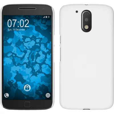 Produktbild von PhoneNatic Case kompatibel mit Motorola Moto G4 Plus - Hülle weiß gummiert Hard-case + 2 Schutzfolien