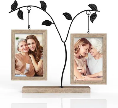 Produktbild von Famanu Fotoliste für 4 Fotos, 10 x 15 cm, mit Metallbaum-Halterung - Holz