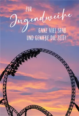 Produktbild von Jugendweihe Karte mit Umschlag, unverpackt, Achterbahn