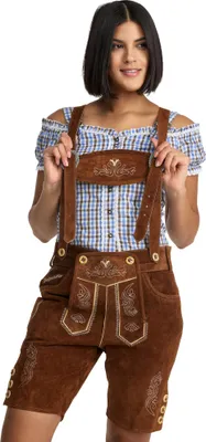 Produktbild von Steigenhöfer Traditionelle Lederhose für Damen mit Trägern Mittelbraun 40