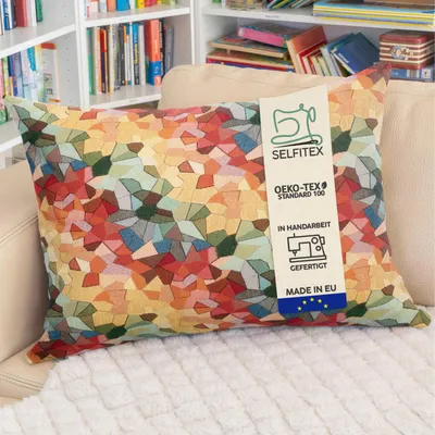 Produktbild von Selfitex Buntes Dekokissen inkl. Füllung, weiches Lesekissen, dekoratives Zierkissen, Sofakissen, Rückenkissen, Größe: 60x80, Muster: Palma