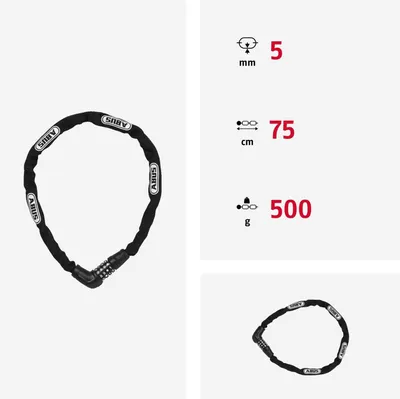 Produktbild von Steel-O-Chain 5805C Kettenschloss - Zahlenschloss von 5 mm - Sicherheitsniveau 4 - 75 cm - schwarz