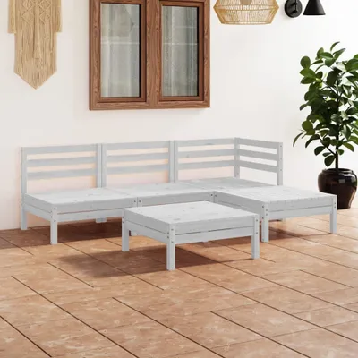 Produktbild von Cloris Designermöbel 5-tlg. Garten-Lounge-Set Massivholz Kiefer Weiß 2024 Neu