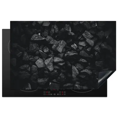 Produktbild von KitchenYeah© Herdabdeckplatte Schwarz - Weiß - Steine - Stein , 80x52cm, Küche Deko, Glaskeramikkochfeld Herdabdeckung, Abdeckplatte fùr Kochfeld