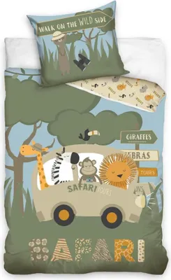 Immagine prodotto di Set di biancheria da letto per bambini verde, 135x200 cm, 100% cotone, morbido
