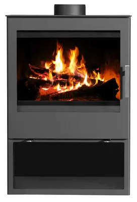Immagine prodotto di EEK A+ Stufa a legna Victoria Modena Vision nera - 10,1 kW BimSchv Livello 2 con ampio vetro panoramico