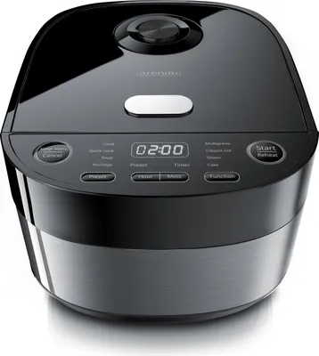 Produktbild von Arendo - Digitaler Reiskocher & Dampfgarer 4L, Multikocher 800W,  4 Liter für bis zu 8 Personen, Schnelle Zubereitung, Warmhaltefunktion, inkl. Dämpfeinsatz, Löffel & Messbecher, Schwarz
