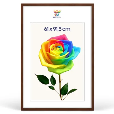 Produktbild von MG Design Bilderrahmen Braun 61x91,5 cm - Posterrahmen Echtholz mit Acrylglas, verstärkte Wandaufhängung, hoch/quer