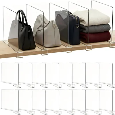 Obrázok produktu pre Rozdeľovač políc 30 x 20 cm, 16 ks, priehľadný akryl, do šatníka