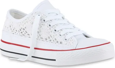 Produktbild von VAN HILL Damen Sneaker Low Bequeme Schnürer Spitze Freizeit Stoff Schuhe 841311, Farbe: Weiß, Größe: 41