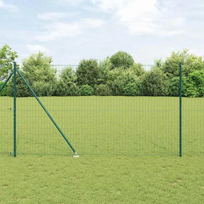 Image de vidaXL Clôture avec poteaux Vert 1,5 x 10 m Acier et PVC