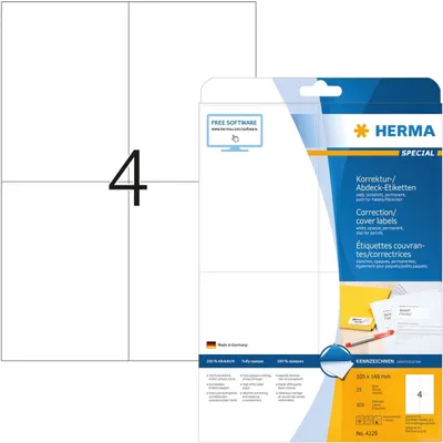 Produktbild von HERMA - Etikett 4229 105x148mm A6 Korrektur weiß 100 Stück