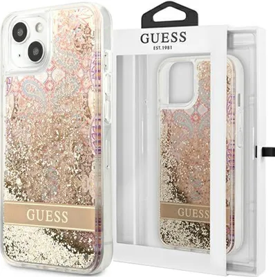 Produktbild von Guess GUHCP13SLFLSD iPhone 13 mini 5,4  Gold/Gold Hardcase Paisley Liquid Glitter Handyhülle