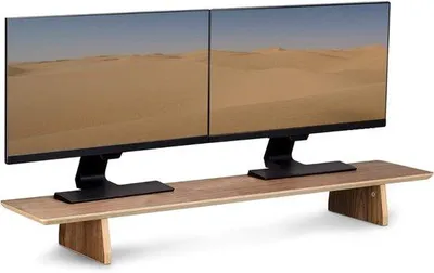 Produktbild von Famanu Holz Monitorständer - 109 x 23 x 12 cm - ergonomisch und platzsparend