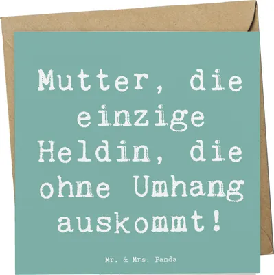 Produktbild von Mr. & Mrs. Panda Klappkarte Spruch Heldin Mutter - Meeresbrise - Geschenk, anlasskarte, Glückwunschkarte, faltkarte, Familienmitglieder, Lächeln, Selbstlosigkeit, Familie