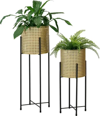 Immagine prodotto di Supporto per vasi da fiori Portavaso per piante Decorazione per vasi da fiori 2 pezzi color nero-oro [it.casa]