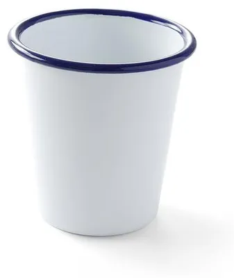 Produktbild von 6x Emaillie Becher, weiß blau, 400 ml, Ø 9 cm