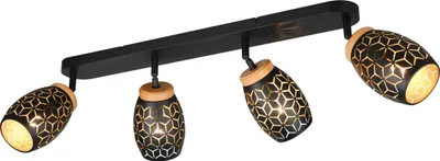 Image de Plafonnier, métal, noir-or, E14, 4 ampoules, L 74 cm