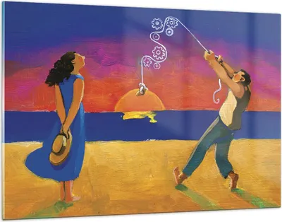 Produktbild von Bilder auf glas - Einteilig - Symbol Liebe Surrealismus - 120x80cm - Glasbilder - Wandbilder - Bilder - Wanddekoration aus Glas - Glas Bilder - Wandbild auf Glas - GAA120x80-4411
