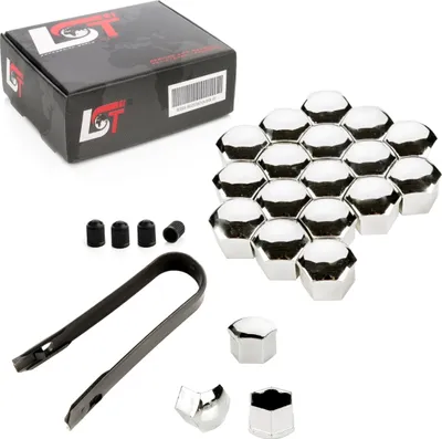 Produktbild von 20x Radschraube Kappen 17mm chromfarben für KIA HYUNDAI DAEWOO DAIHATSU