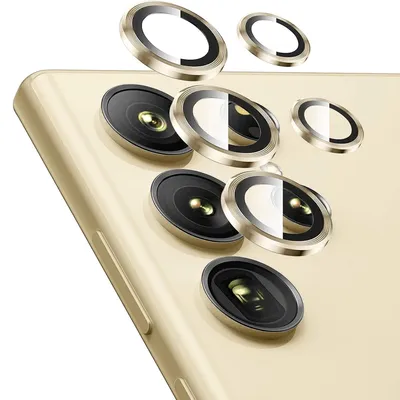 Immagine prodotto di Per Samsung Galaxy S24 Ultra Fotocamera ad anello in alluminio + H9 Vetro duro temperato Oro
