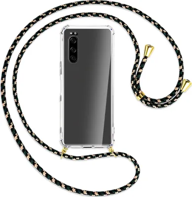 Produktbild von Handykette Backcover-Schutzhülle mit Band (Metall goldfarben) für Sony Xperia 5 - camouflage