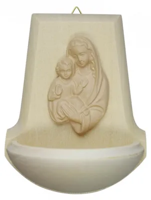 Holz-Weihnachtskessel Madonna mit Kind 11 x 9 cm