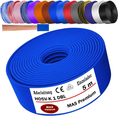 Produktbild von 5m Aderleitung H05 V-K 1 mm² Dunkelblau Einzelader flexibel