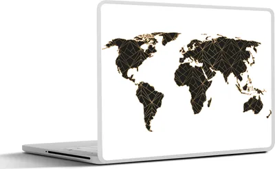 Produktbild von MuchoWow® Laptop Aufkleber Sticker Cover Weltkarte - Linien - Gold 30x22 cm - Laptop-Sticker