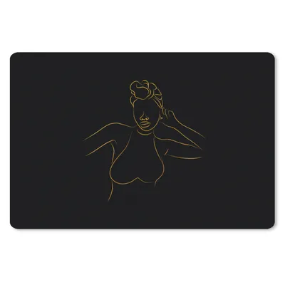 Produktbild von MuchoWow® Schreibtischunterlage Frau - Schwarz - Gold - Strichzeichnung 60x40 cm - XXL Mauspad - Großes Mauspad