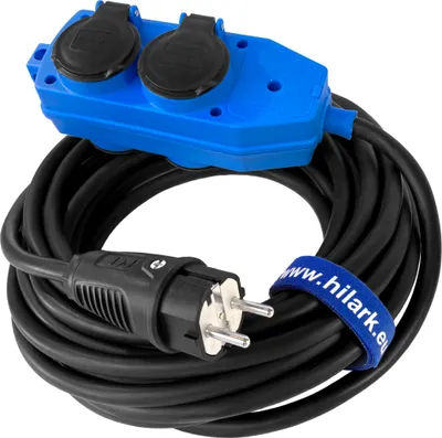 Imagen del producto de Cable eléctrico Hilark H07RN-F 3g2,5 mm (3x2,5 mm), cable de extensión con enchufe Schuko azul profesional, 1 metro