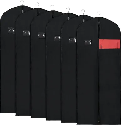 Produktbild von Kleidersäcke Anzugtasche zur Aufbewahrung 152cm Kleiderhülle mit durchsichtigem Fenster Atmungsaktive Kleidertaschen mit stabilem durchgehendem Reißverschluss für Abendkleidern, 6 Stück